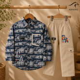NewYork Boys Shirt With Cotton Cargo Jeans Pants