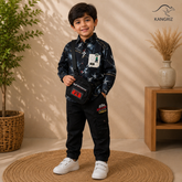 Printed Dri- Fit Boys Shirt With Cotton Jeans Pants and Bag