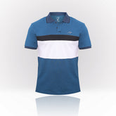 Men’s Blue & White Colorblock Polo