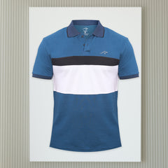 Men’s Blue & White Colorblock Polo