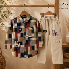 Printed Shirt With Cargo Cotton Pants