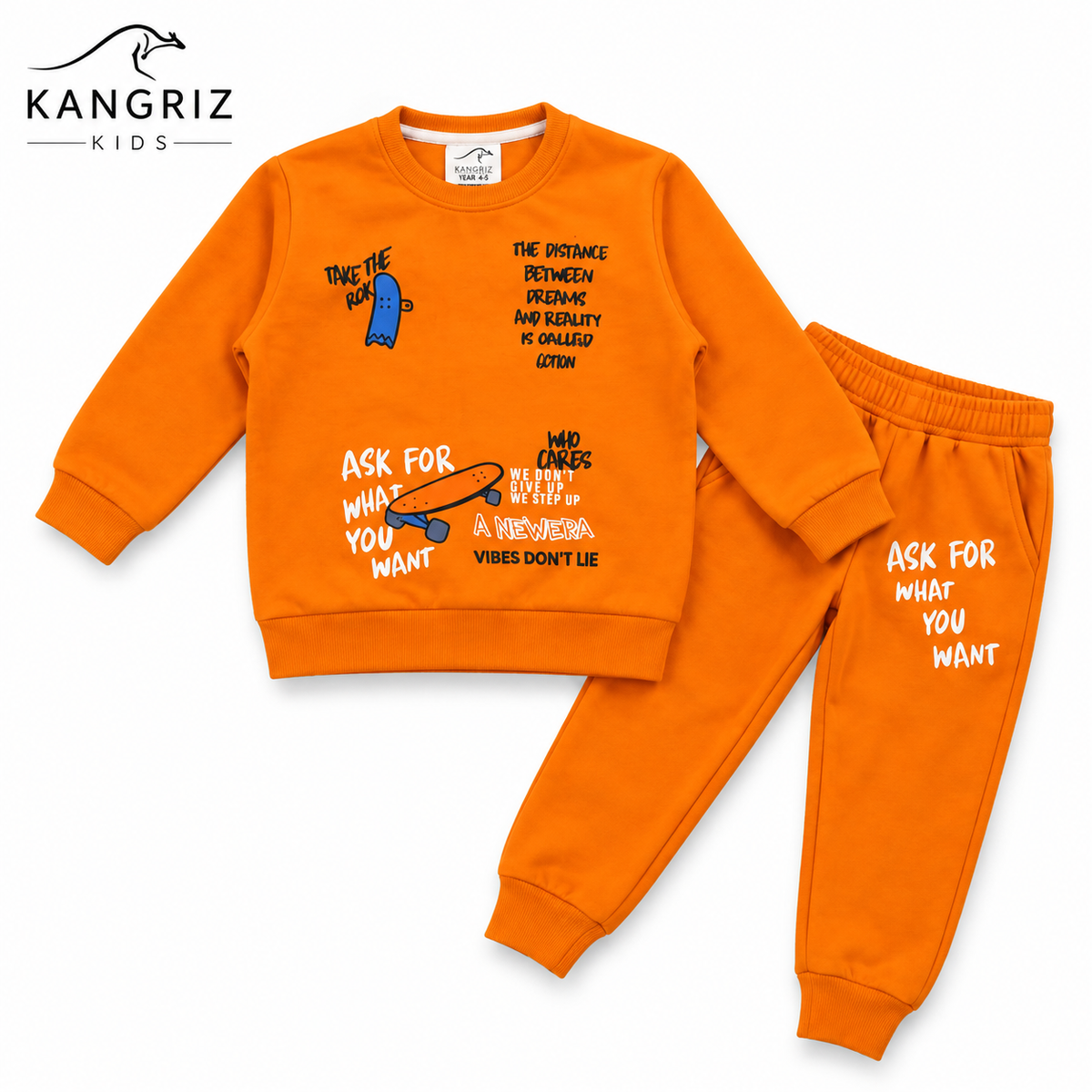 Urban Vibes Premium Cotton Fleece Tracksuit Set – Orange
