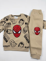 Marvel-Inspired Printed Cotton Fleece 2-Piece Tracksuit – Premium Export Quality