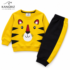 Roaring Tiger Boys 2-Piece Cotton Fleece Tracksuit – Premium Winter Wear