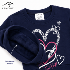 Sweetheart Leopard Print Cotton Fleece Co-Ord Set for Girls | Export Quality Kids Winter Wear