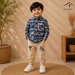 NewYork Boys Shirt With Cotton Cargo Jeans Pants