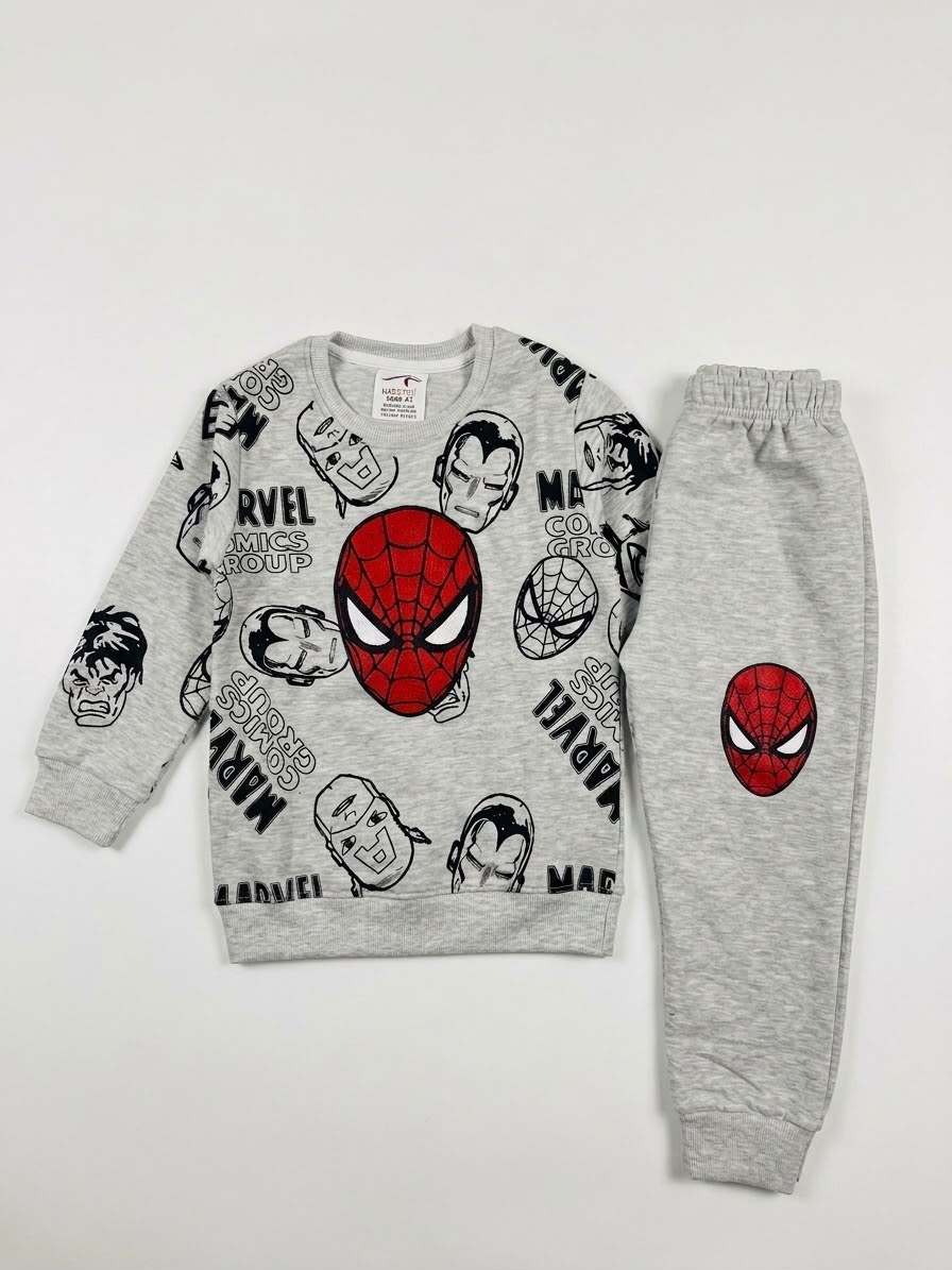 Marvel-Inspired Printed Cotton Fleece 2-Piece Tracksuit – Premium Export Quality