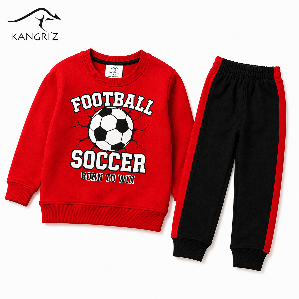 Football Fever Boys Cotton Fleece Tracksuit – Premium Winter Wear