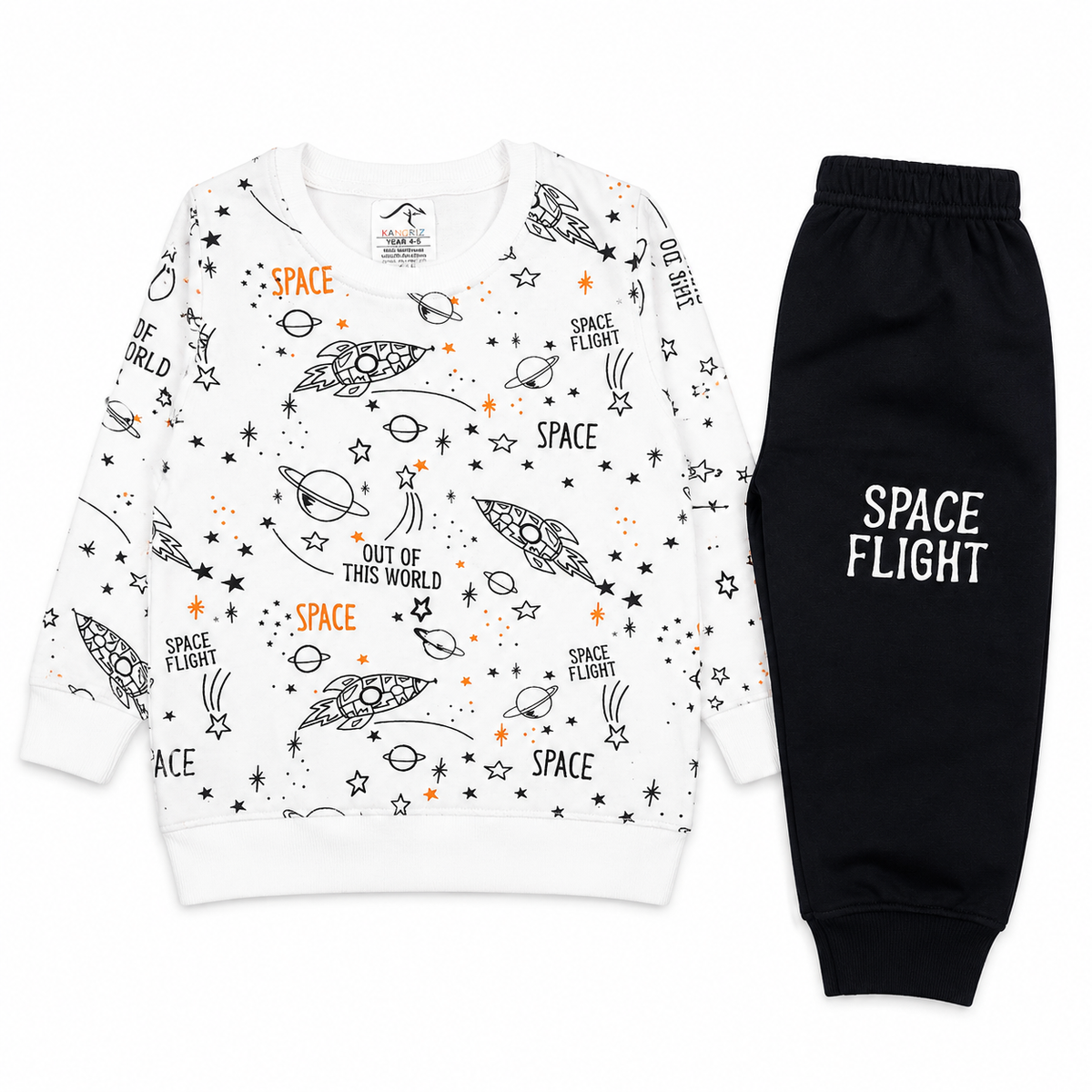 Space Flight Premium Cotton Fleece 2-Piece Tracksuit for Kids