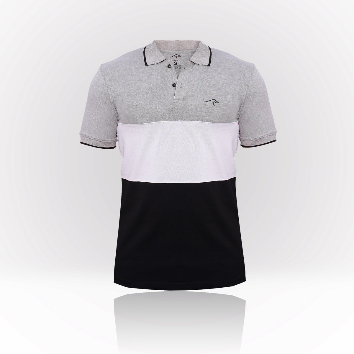 Men’s Grey & Black Colorblock Polo