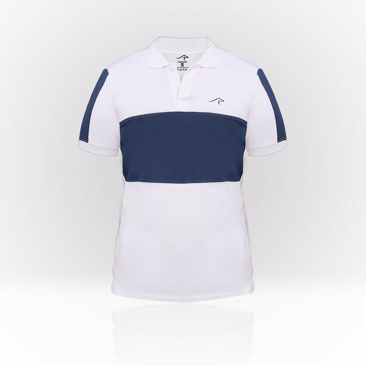 Men’s White & Navy Panel Polo