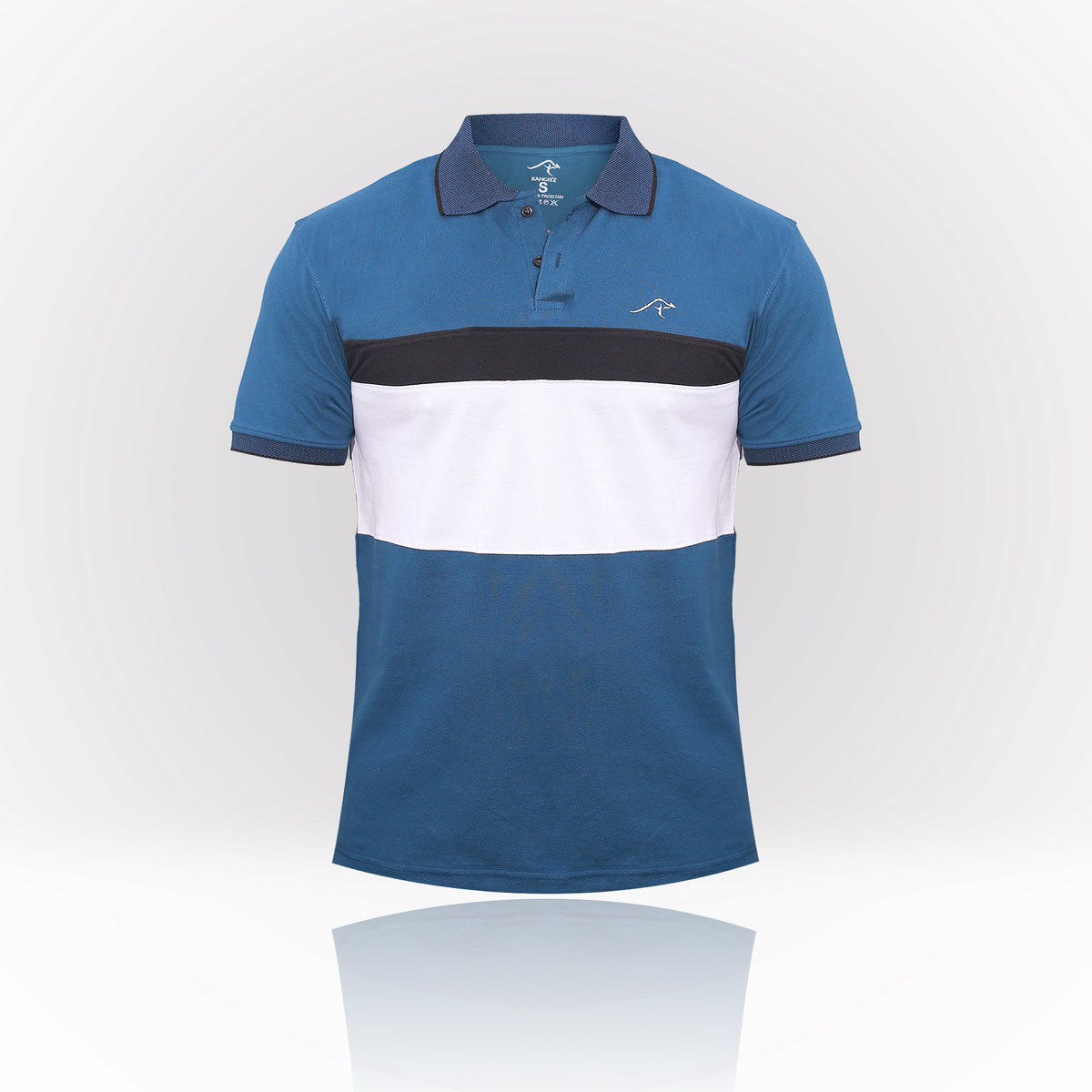 Men’s Blue & White Colorblock Polo