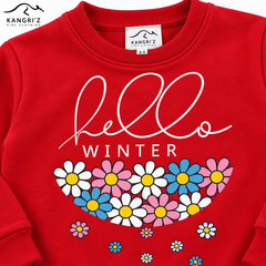 Hello Winter Premium Cotton Fleece Tracksuit for Girls – Warm &amp; Cozy Kids Winter Wear