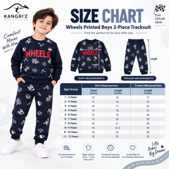 Wheels Printed Boys 2-Piece Cotton Fleece Tracksuit