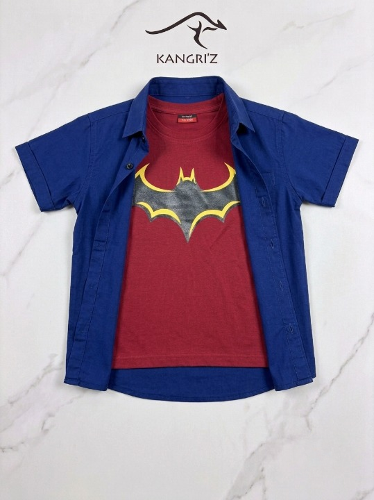 Checkered Double Shirt  with BatMan
