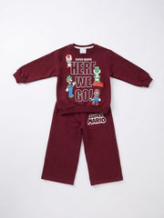 Super Mario Flapper Style Premium Cotton Fleece Tracksuit for Kids
